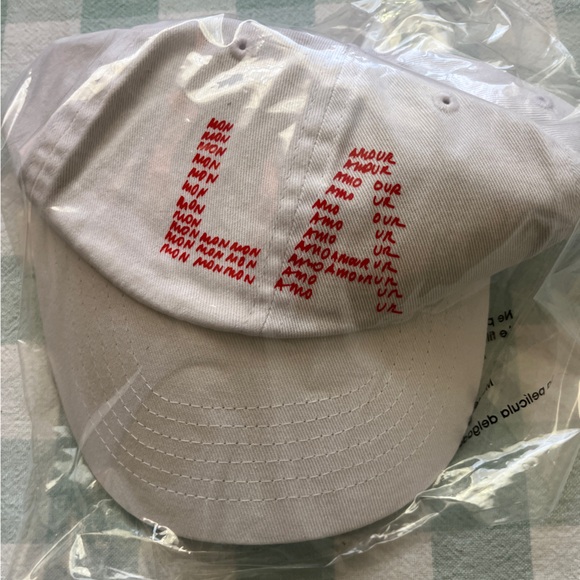 Clare V. x Mother Denim LA Mon Amour white baseball hat NWT - Picture 3 of 3
